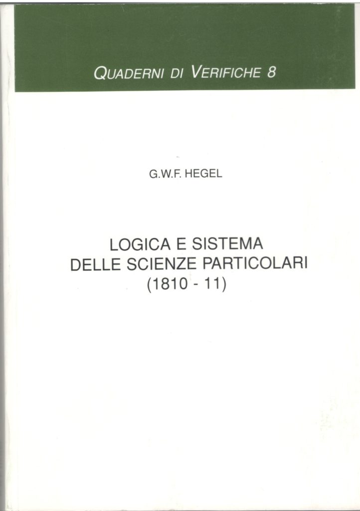 Logica e sistema delle scienze particolari (1810-11)